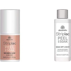 alessandro Striplac Peel or Soak Sinful Glow - светодиодный лак для ногтей в цвете Shiny Nude - 1 x 8 мл & Striplac Peel or Soak Soak-Off Liquid - специальное средство для снятия Peel or Soak Str