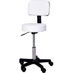 HOMCOM Roller Stool Регулируемый по высоте рабочий табурет со спинкой, вращающийся салонный табурет для массажа в офисе из искусственной кожи бело