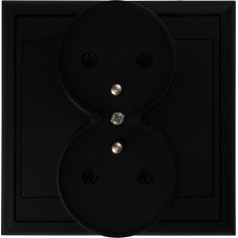 Двойная настенная розетка 2x2P+Z Luna, 16A, 250V, PT-6LR, черная
