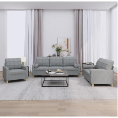 Ciadaz 3201258 Комплект диванов из 3 частей с подушками из светло-серой ткани, Диван с функцией релаксации, Комплект диванов, Диван для гостиной, Д