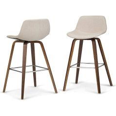 Simpli Home SIMPLIHOME Randolph 26 Inch Mid Century Modern Bentwood Counter Height Stool (Set of 2) in Natural Linen Look for Dining Room and Kitchen