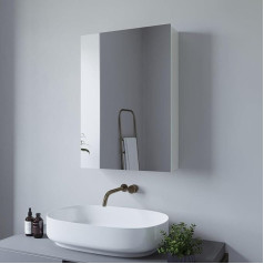 Aquabatos Зеркало-шкаф для ванной комнаты 50 x 70 см без подсветки алюминиевая рама белый матовый однодверный двойной зеркальный маленькая узкая 