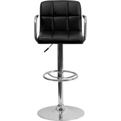 Flash Furniture 2 шт. Современный черный стеганый виниловый барный стул регулируемой высоты с подлокотниками и хромированным основанием