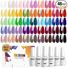 Vishine гель лак для ногтей 48 шт - 45 цветов популярный розовый красный желтый с базовым покрытием верхнее покрытие и матовое верхнее покрытие л
