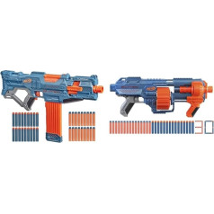 Моторизованный бластер Nerf E9481F03 Elite 2 Turbine CS-18, 36 дротиков Nerf, магазин с обоймой на 18 дротиков и бластер E9527F03 Nerf Elite 2 Shockwave RD-15, 30 дротиков Nerf, вра