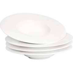 jinsongdafa Тарелки для пасты, миски для супа, суповые тарелки, 300 мл, набор из 4 мисок для пасты, белые плоские тарелки, миски с ободком, лучший под