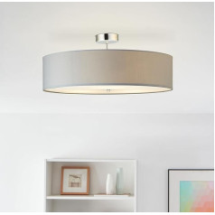 Современный потолочный светильник с тканевым абажуром - Диаметр 60 см - 3 x E27 Макс. 60 Вт - Из ткани / металла - Светло-серый / хром