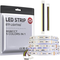 BTF-LIGHTIN RGBCCT 5050SMD 5-в-1 RGBWW 5M 60LEDs/м 300LEDs RGB + холодный белый + теплый белый светодиодная лента DC24V IP30 не водонепроницаемый белый PCB 5 цветов в 1 светод