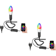 ledscom.de Настольная лампа TRIN с вилкой и выключателем, включая Smart Home RGBW E14 LED, 4,925 Вт, 572 лм, 2 шт. черный