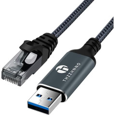 Thzzhnno USB to Ethernet Adapter 1M, USB 3.0 A to RJ45 Male Cable Direct Connected Gigabit LAN Network Compatible with Laptop, PC, MacBook, Switch, Windows, MacOS, Linux