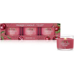 Подарочный набор ароматических свечей Yankee Candle | Вотивные свечи с черной вишней | Смесь соевого воска | 3 шт.