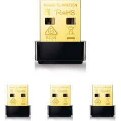 TP-Link TL-WN725N Nano USB WLAN Stick Adapter (bis zu 150Mbit/s, Nano Größe, Soft AP, geeignet für Windows 10/8.x/7/XP, Mac OS 10.9~10.13) schwarz (Packung mit 4)