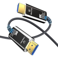 DGHUMEN 8K 4K HDMI Fibre Optic Cable 15 m, 48 Gbps Optiches HDMI 2.1 Cable High Speed Nylon Braided 8K @ 60Hz 4K @ 120/144Hz HDR eARC 3D Dolby HDCP 2.2 for PS5, Xbox Series X, PC, TV