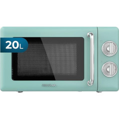 Cecotec Proclean 3010 Retro Green Механическая микроволновая печь 20 л 700 Вт 6 уровней Таймер до 30 минут Режим разморозки Старинный зеленый дизайн Стальная 