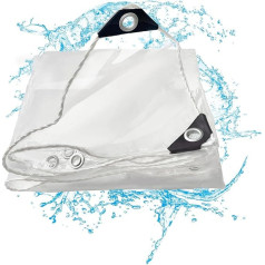 Прозрачный, прочный Abdeckplane, wasserdicht, 420 г/м², PVC-Vinyl, прозрачный Plane mit Ösen, winddicht, für den Außenbereich, Balkon, reißfest, für Garten, Veranda, Terrasse, Pavillon (4 x 6 m)