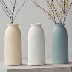 Керамические вазы Набор из 3 маленьких декоративных ваз для цветов и пампасной травы в современном стиле бохо-фермерского дома (синий микс)