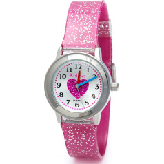 Детские часы Kiddus. Часы для девочек. С упражнениями для изучения времени. Детские часы. С блестками и с высококачественным японским кварцевы