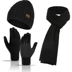 Meajore Шапка Шарф Перчатки Набор для мужчин и женщин 3 в 1 Зима Beanie Hat Шеи Теплый Шарф Сенсорный Экран Перчатки Трикотажные Набор