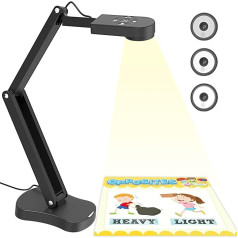 PAKOTOO 8MP документ-камера для школы и документ-камера для класса с двойным микрофоном, 3-уровневой светодиодной подсветкой, вверх и вниз, ревер