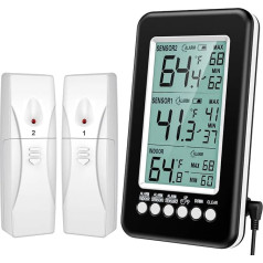 Термометр для холодильника, термометр для морозильной камеры с 2 датчиками, термометр для холодильника с функцией будильника, запись MIN/MAX, U