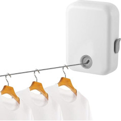 Opaltool Clothesline Extendable Heavy Duty 4.3 m Telescopic Retractable Washing Line Invisible Washing Line for Bathroom Shower Laundry Room Balcony (White)