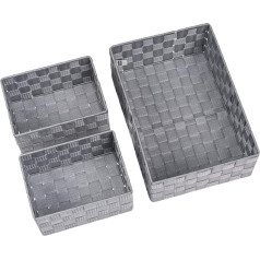 WENKO Adria Grey Bathroom Basket, Set of 3, декоративные корзины для хранения и организации размеров M и L для кухни, ванной комнаты и всего дома, органайзеры и