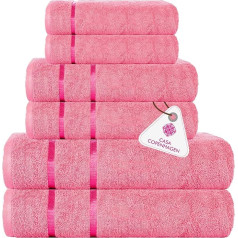 Casa Copenhagen Eternal 6 Piece Towel Set Pink 500gsm 2 Bath Towels 2 Hand Towels 2 Face Cloths Soft Egyptian Cotton for Bathroom, Kitchen and Shower