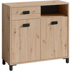 byLIVING Комод для ванной комнаты Wellness / Шкаф для ванной комнаты в стиле Artisan Oak Look светло-коричневого цвета / Металлические ручки черного цвета /