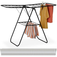 Relaxdays Складная сушилка для одежды с 2 крыльями и 2 уровнями В x Г 93 x 136 x 58 см Черная