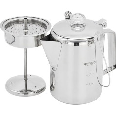 yabaikekeji 9 Tassen Edelstahl Perkolator Große Kapazität Kaffeekannen Scharnierdeckel Kaffeemaschine für Camping und Heimküche