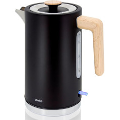 briebe Nordic Kettle 1.7 L Electric Tea Maker 2200 W Quick Heating BPA-Free 360° Base Strix Controller Automatic Shut-Off Wireless Nordic Design Wood Effect Black