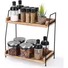 Органайзер для кофейной станции на кухне, 2-уровневый деревянный органайзер для аксессуаров кофейного бара, ящик для хранения специй для к