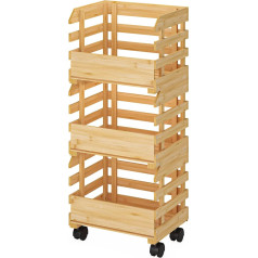 G.a HOMEFAVOR 3 яруса бамбуковой фруктовой горки с колесами, держатель для фруктов с колесами, штабелируемый ящик для фруктов, овощей, ящик для ов