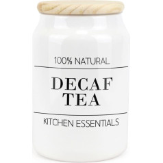 Минималистская керамическая канистра для чая простого черно-белого цвета с деревянной крышкой и контейнером для хранения продуктов 600 мл (