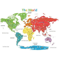 DECOWALL DLT-1902N Landmark World Map Wall Sticker Wall Decoration for Living Room Bedroom Children's Room