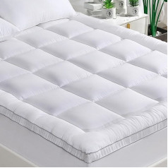 GRT Mattress Topper 90 x 200 см, Mattress Protector Fitted Sheet Mattress Topper with Bamboo Fibre Top and 3D Snowflake Filling, Suitable for Box Spring Beds up to 30 cm Height
