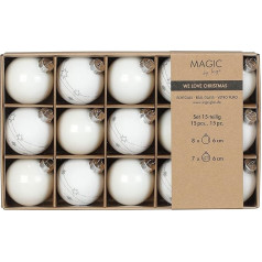 Рождественские елочные игрушки стеклянные 6 см x 15 шт. в картонной коробке Елочные игрушки белые просто белые