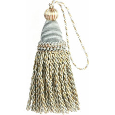 1 x Seil zum Aufhängen, Seidenquasten, Borte, Gold, Vorhangzubehör, Schlüsselquasten zum Nähen, Basteln, Fransen, DIY, Verzierung, Heimdekoration, 26 cm, gemischt, Blau