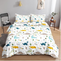 HOSIMA Dinosaur Bedding Set Duvet Cover Set for Adults Boys Girls Cute Dinosaur Reversible Printed Duvet Cover with Pillowcases (Dinosaur S)