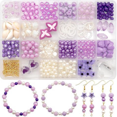 Набор бусин для браслетов, фиолетовые бусины для рукоделия, круглые неправильные стеклянные бусины для браслетов, бусины для нанизывания 