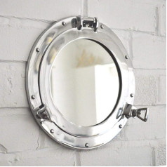 Hind Handicrafts Vintage Porthole Wall Mounted Ship Mirror for Home Decor Pirate Nautical Theme Vanity Mirror (15 дюймов, никель-хром)