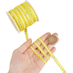 25 м 8 мм Желтый Плетеная Лента Зигзаг Лента Металлическая Волна Пряжа Рик Стойка Шитье Зигзаг Изгиб Fringe Ткань Кружева Отделка Для Шитья Дел