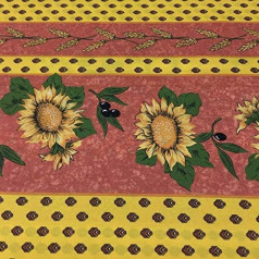 Декоративная ткань для постельного белья с принтом - Штука: 300 см длина x 270 см ширина | Прованс. Подсолнухи и оливки, коричневый