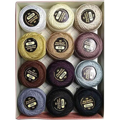 Wonderfil Eleganza #8 Pearl Cotton Embroidery Thread Sampler Collection Neutrals