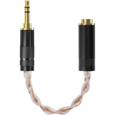 GEEKRIA 3.5mm Stereo Male to 4.4mm Balanced Female Headphone Adapter 4N OCC Copper and Silver Plated Upgrade Audio Dongle Plug (0.2m)