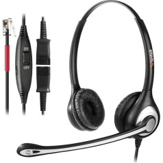 Wantek Телефонная гарнитура RJ11 бинауральная с шумоподавляющим микрофоном, быстроразъемная, наушники для стационарных телефонов Yealink Avaya Cisco Gr