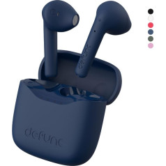Defunc True Lite Blue - беспроводные наушники Bluetooth 5.3 Hi-Fi стереозвук, сенсорное управление, встроенные микрофоны, 20 часов воспроизведения, зарядка USB-
