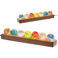 FIYSON 3D Crystal Ball Night Light, USB 40 мм стеклянный шар, упаковка из 7 цветных астрономических звездного неба светодиодный шар лампы, с деревянным основа