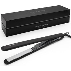 Corioliss C3 | Straighten | Extra Long Titanium Plates Anti Frizz | Hair Straightener Curling and Straightening | Professional with Temperature Control Black Chrome Soft Touch