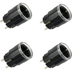 Shelly Plug S MTR Gen3 Black, Pack of 4, Matter Certified Intelligent Socket with Power Monitoring and Multicoloured LED Display, iOS Android App Remote Control, Google Home+Alexa Accessories, Timer